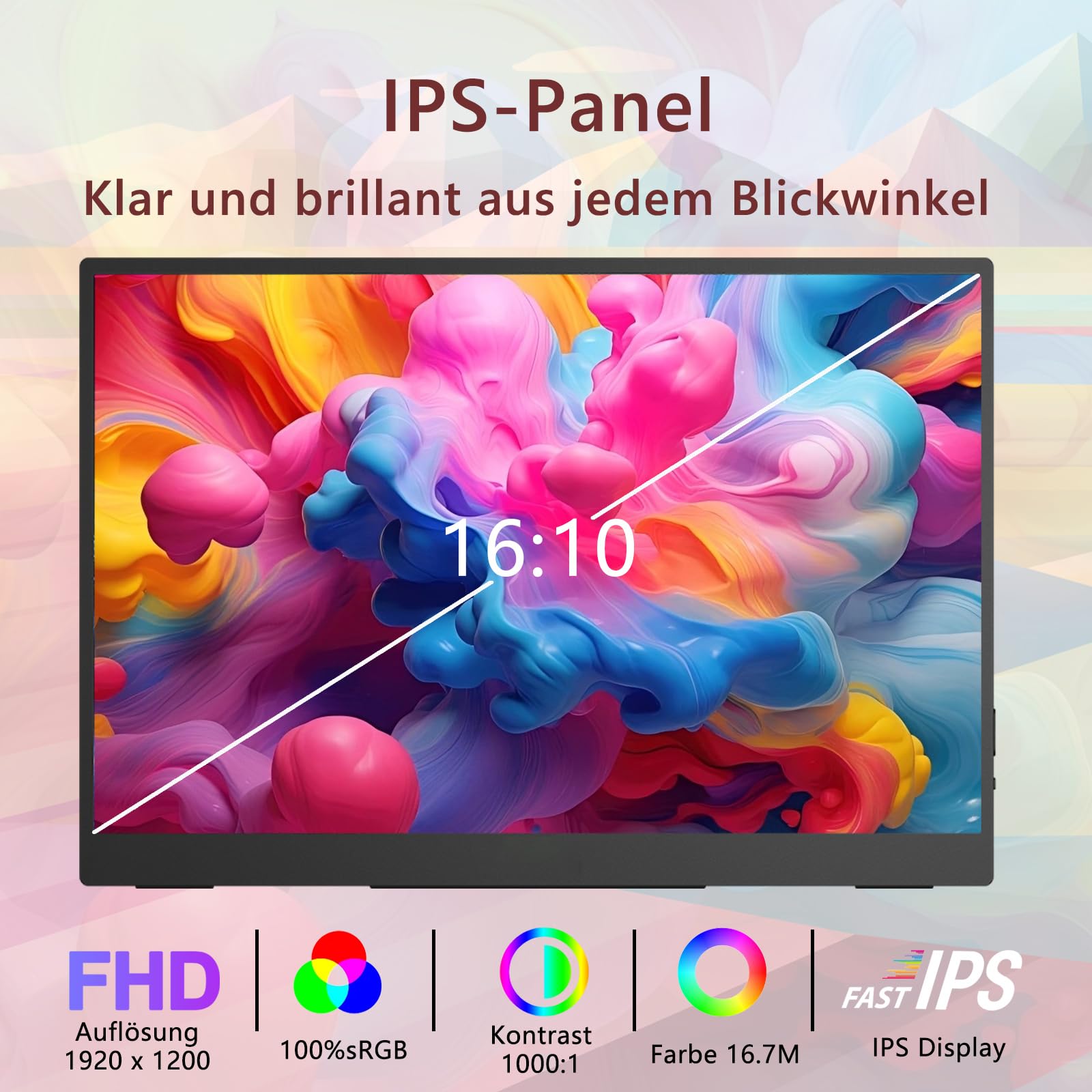 Monitor touch screen da 14,1 pollici, 1920 x 1200, display IPS da schermo portatile con 2 USB-C, HDMI, USB-A, 10 punti, monitor portatile esteso per laptop, PC, telefono, Mac, Xbox, PS5