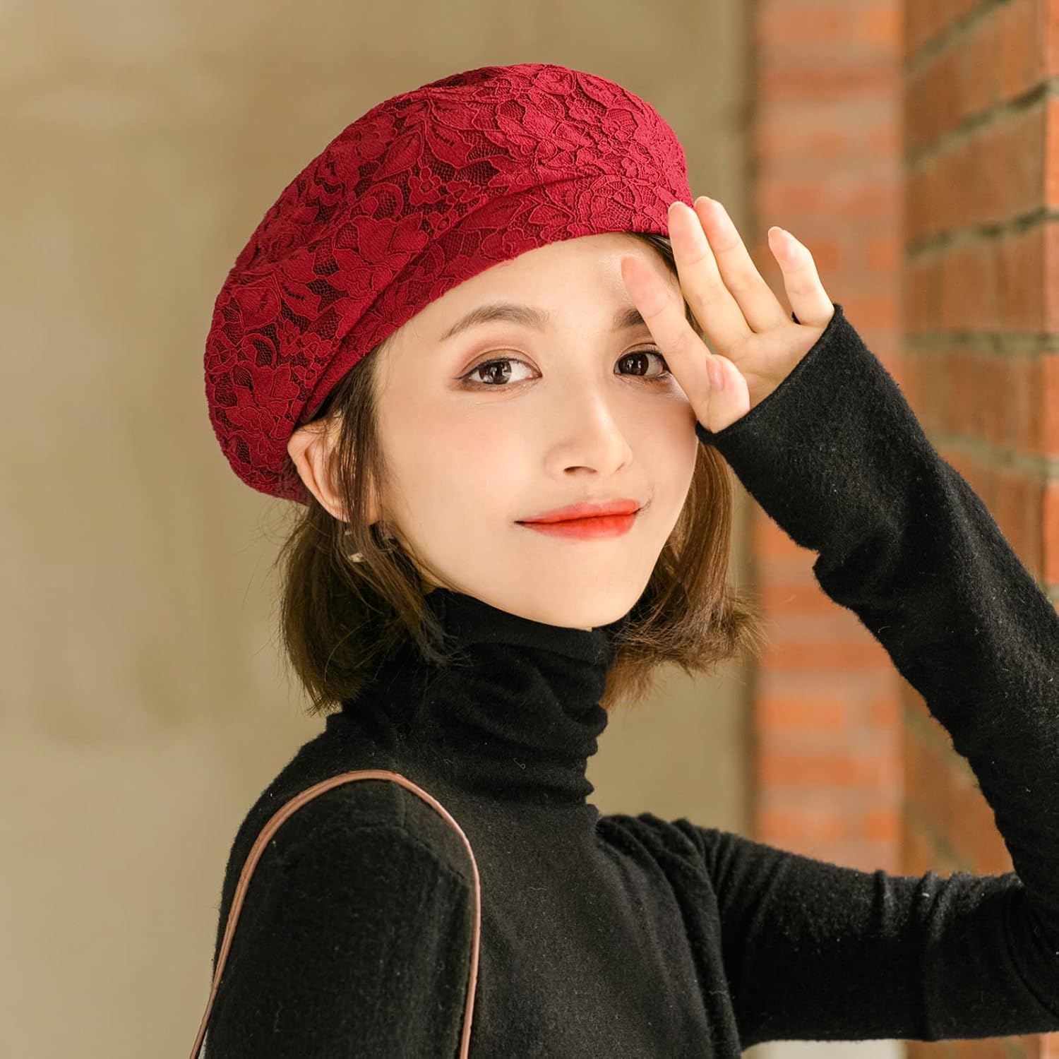 Women's Chic Lace Beret French Dress Beret Vintage Summer Fascinator Hats for Ladys