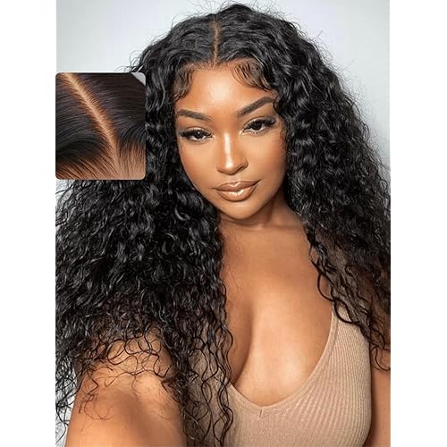 UNICE Bye Bye Knots Glueless Wig Pre Plucked Pre Cut Water Wave 7x5 Lace Front Wigs Human Hair Wet and Wavy Put on and Go Glueless Human Hair Wig 150% Density 18 inch