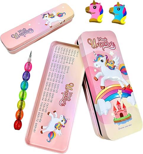 LE DELITE Cartoon Metal Pencil Box/Geometry Stationary Set Double Layer compartments Organizer for Kids Girls, Boys Includ...