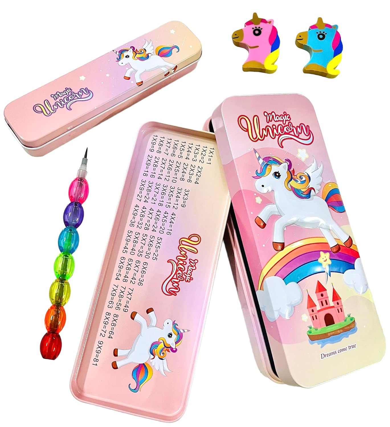 LE DELITE Cartoon Metal Pencil Box/Geometry Stationary Set Double Layer compartments Organizer for Kids Girls, Boys Includ...