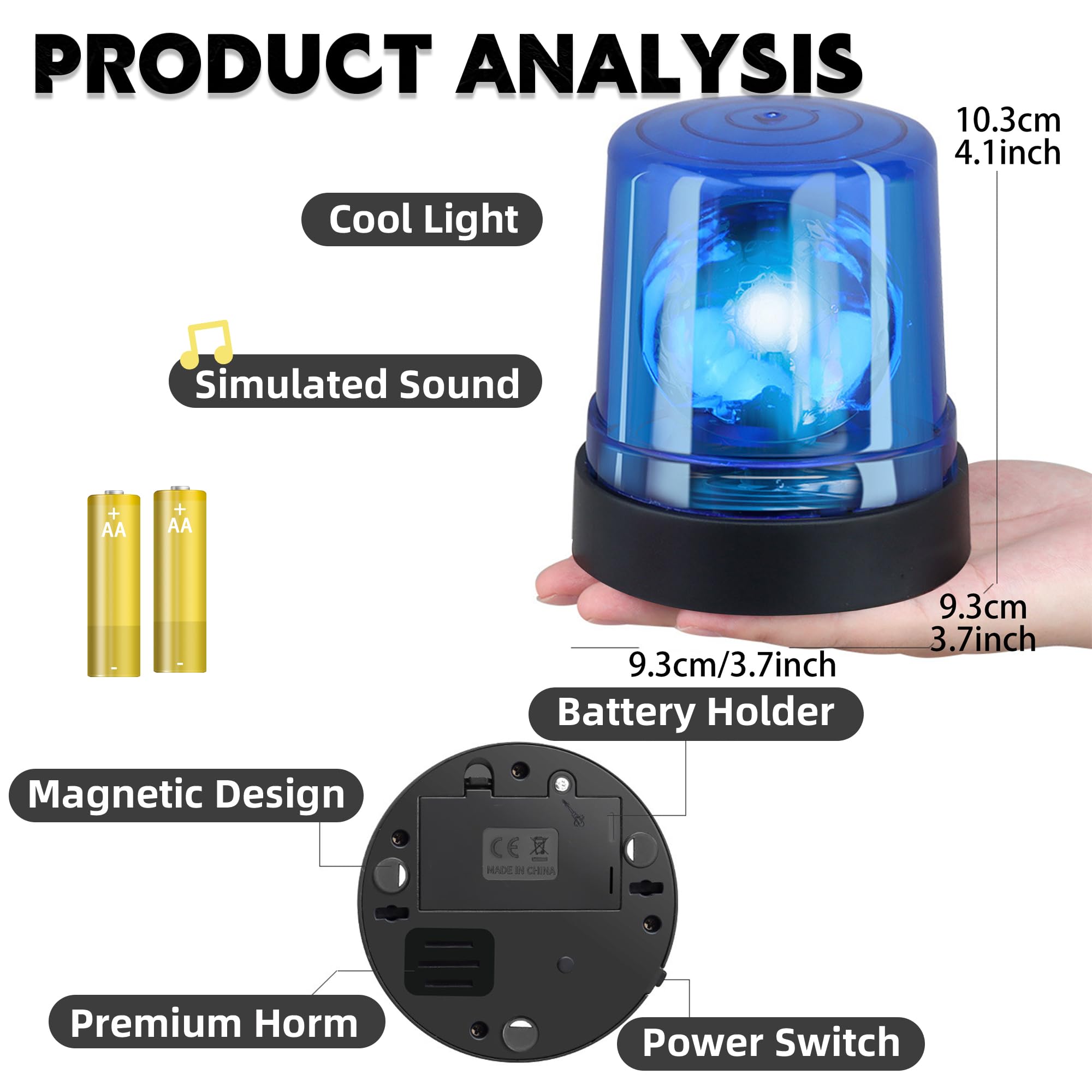 Amazon.com: Kids Blue Magnetic Police Siren Light Toy, Spinning