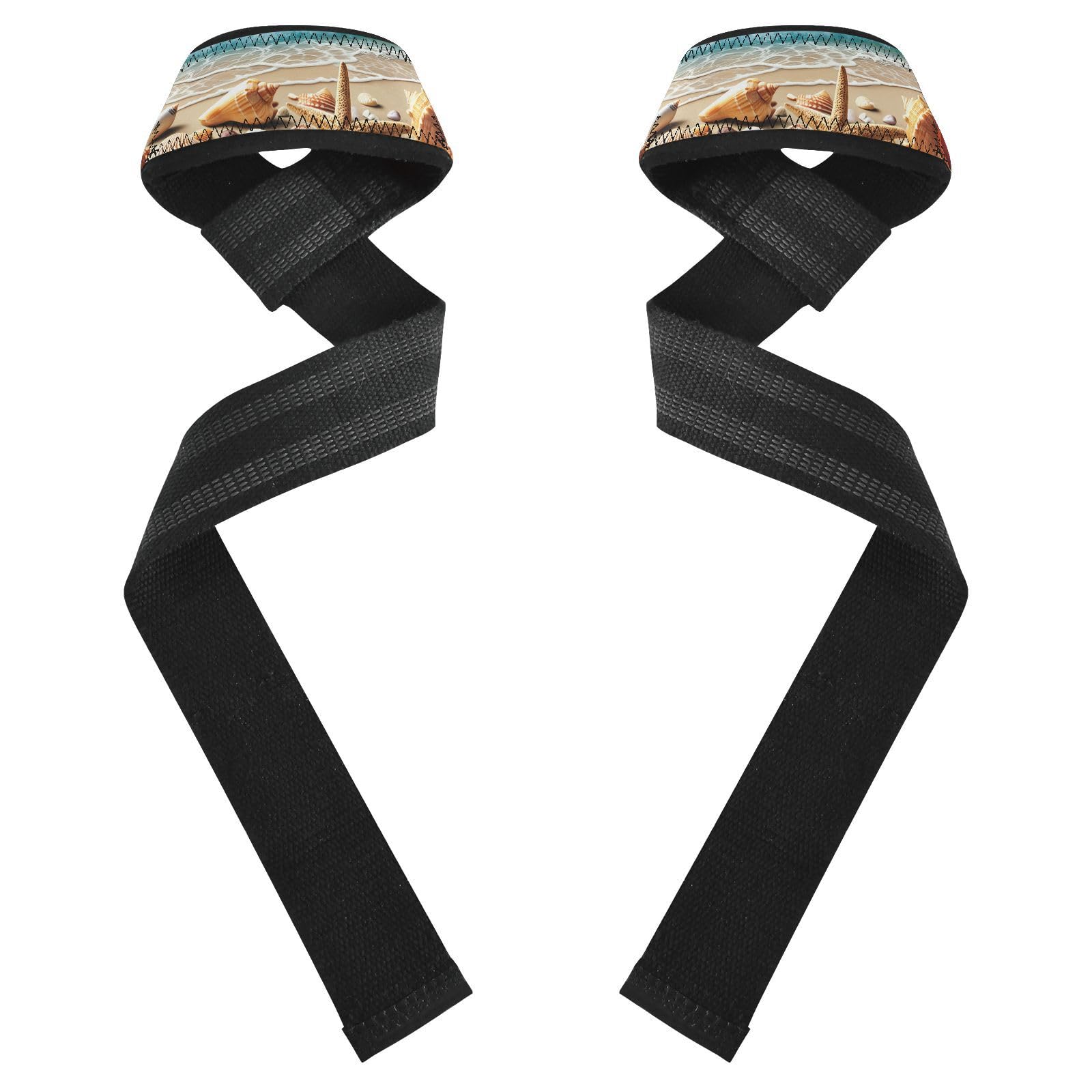 STAYTOP Beach Starfish and Shells Wrist Straps for Weightlifting,Lifting Straps with Neoprene Cushioned Wrist Padded and Anti-Skid Silicone for Strength Training,Bodybuilding,Deadlifting