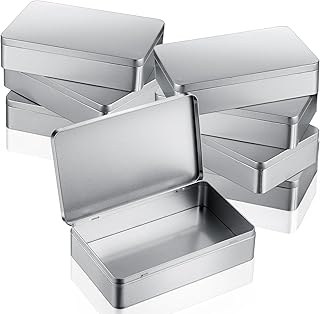Hotop 2 Pack 8.5 by 5.3 by 1.9 Inch Silver Rectangular Empty Tin Box Containers, Gift, Jewelery and Storage Tin Kit, Home Organizer