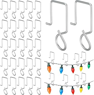Pinkunn 60 Pcs Christmas Lights Gutter Clips Stainless Steel Christmas Light Q Hangers Hooks with Mesh Leaf Gutter Guard Weatherproof Xmas Clip for Outdoor Lights Heavy Duty Metal Hooks for Holiday