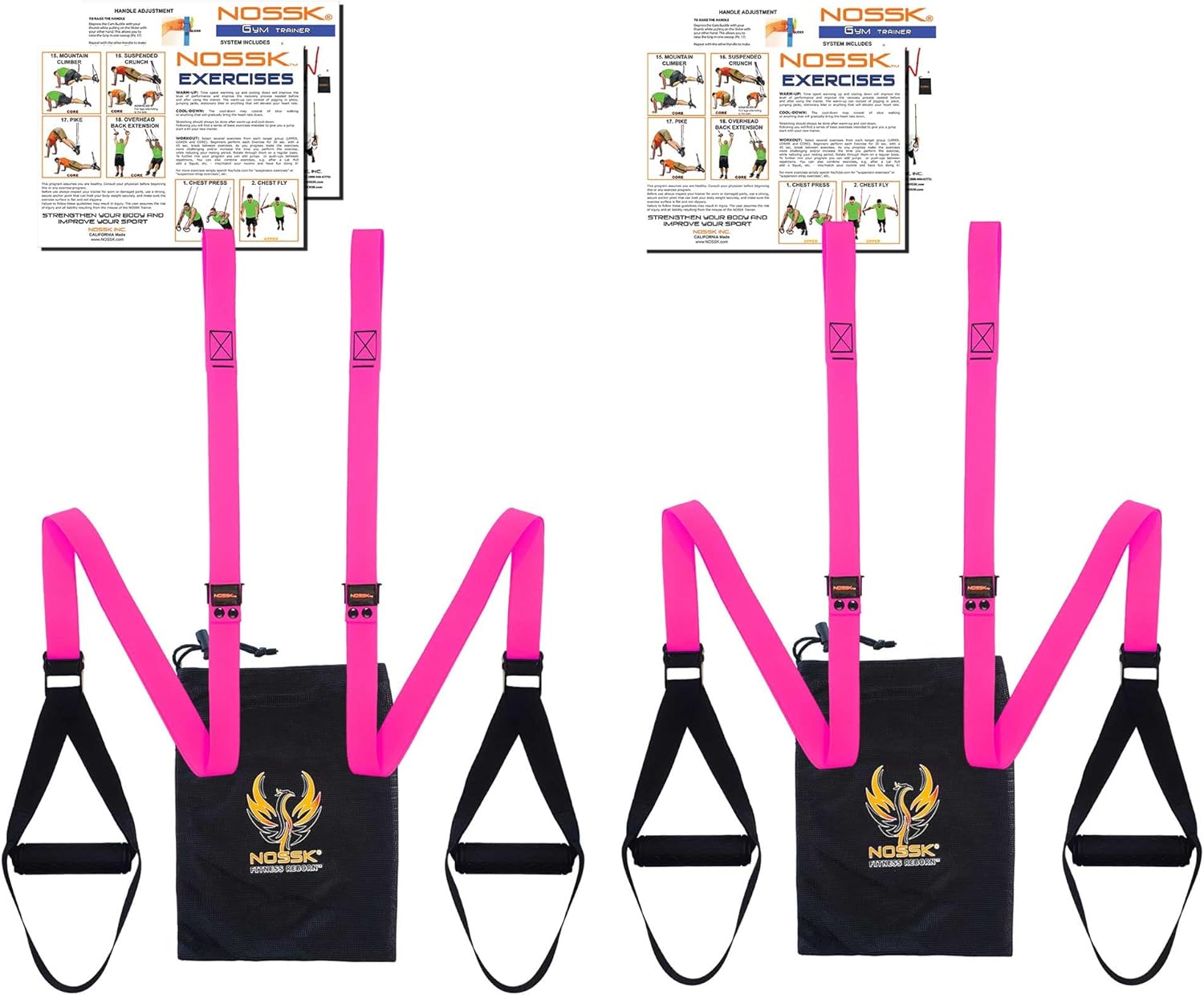 2 Pack! 2 sets of NOSSK GYM Pro Suspension Fitness Trainers - Manufactured in California using US and Global Components!