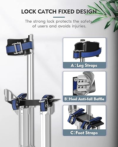 Miniatura 3 de GCCSJ Zancos para paneles de yeso de 24 a 40 pulgadas para adultos, alturas ajustables, zancos de trabajo de aluminio con rodilleras protectoras