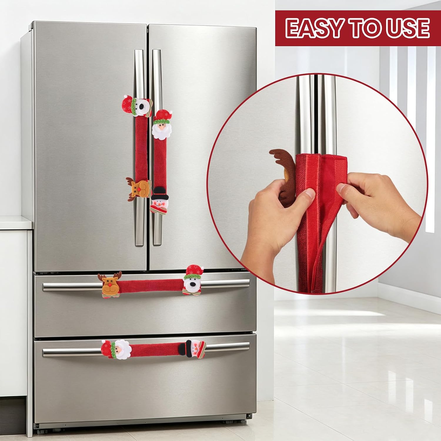 Christmas Refrigerator Handle Covers, 4 PCS Refrigerator Handle Covers Set