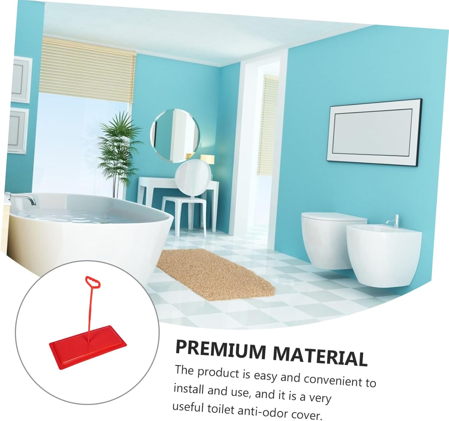 Amosfun Squat Toilet Cover Board Plastic Lid for Public and Home Use Safe Design to Prevent Falls Practical for Bathroom Renovation Red