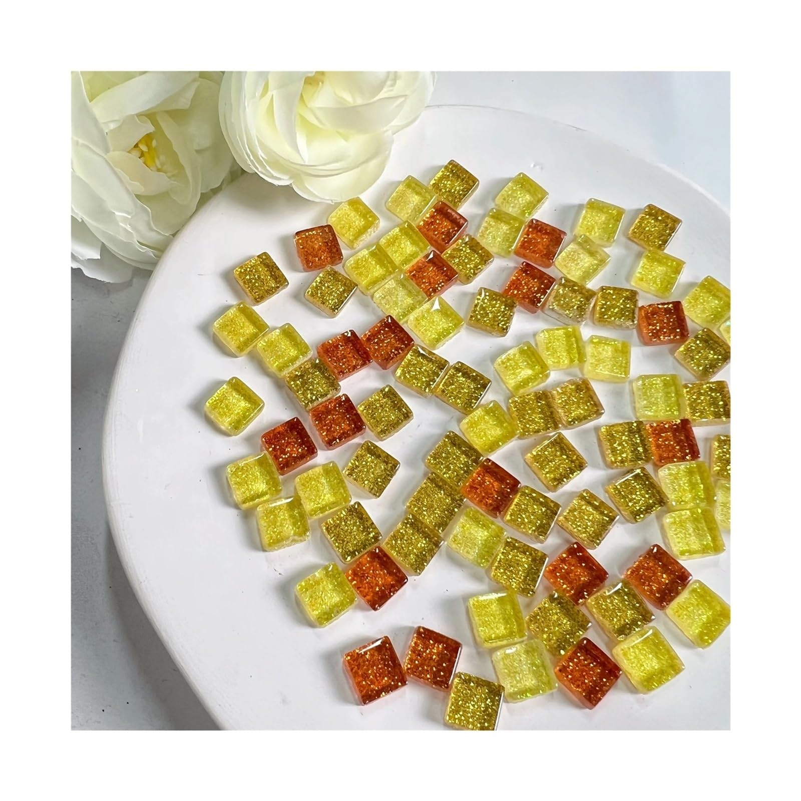 Vaeltor Turquoise 500Pcs Glass Glitter Mosaic Tiles Square Shape For Home Decoration Crafts