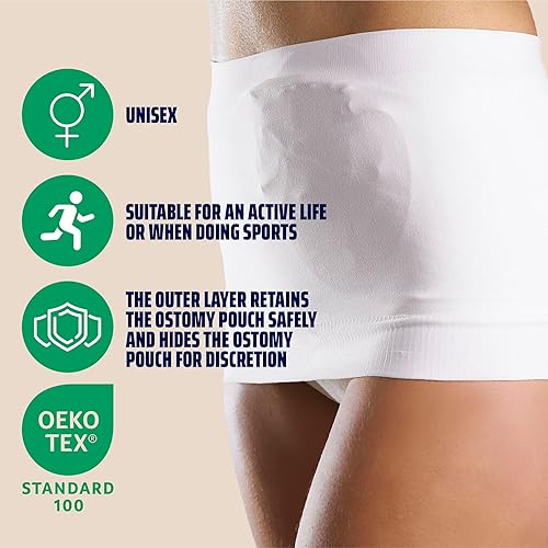 Miniatura 2 de StomaSafe Plus - Cinturón de soporte para ostomía (LXL)  Cinturón unisex para hernia ostomía sin costuras para vida físicamente activa  Fundas