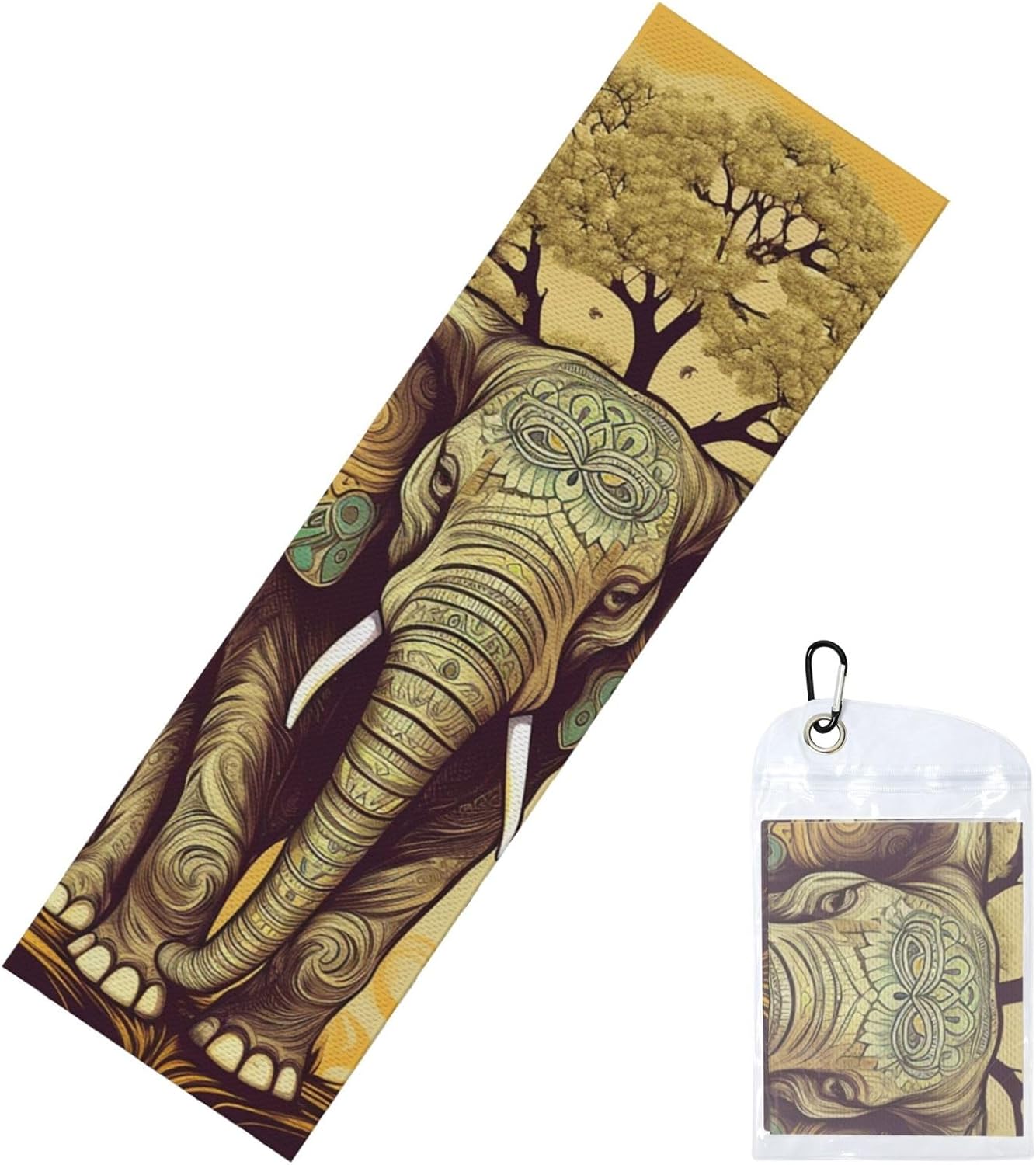 Cooling Towels (40″x12″) Soft Breathable Cool Towel for Neck and Face Asian Elephant with Tree Ice Towels Neck Microfiber Quick Drying Towel for Workout Yoga Sport Gym Running Golf