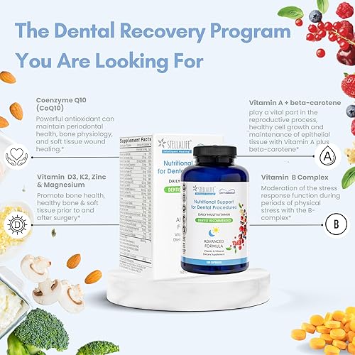 Miniatura 3 de StellaLife DentaMedica - Soporte nutricional multivitamínico diario vegano para una recuperación más rápida de la cirugía dental, VIT D3 K2 C B Zinc