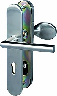 Alpertec 28820040 Edelstahl Haustür Schutzbeschlag 92 mm Abstand ES1 mit Zylinderabreißschutz Türbeschlag Türklinke