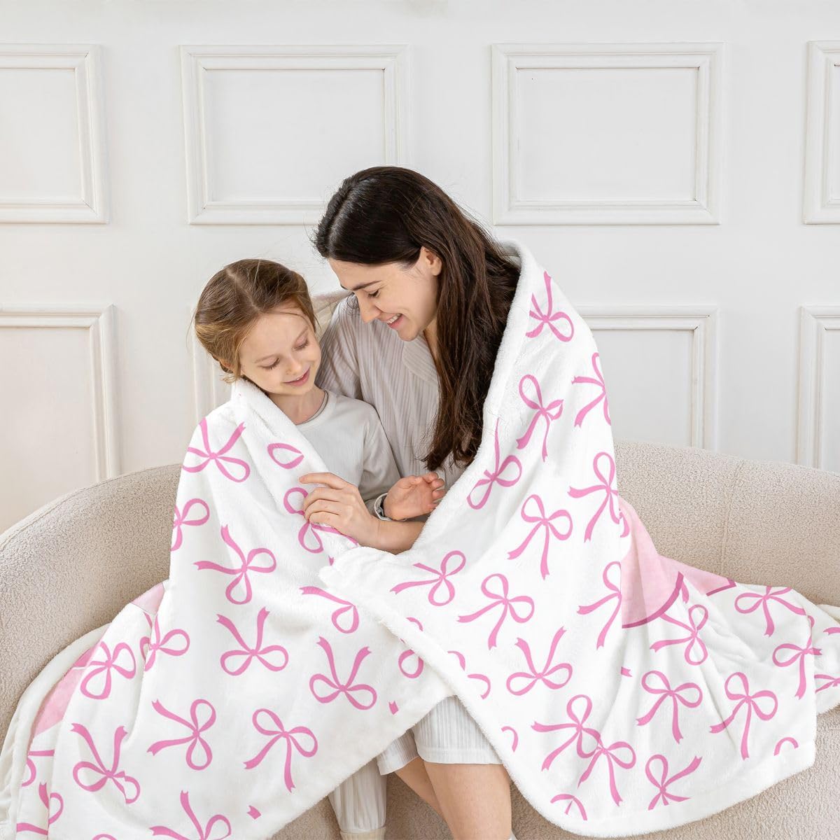 Feelyou Girls Cute Pink Bow Sherpa Blanket Plush Fuzzy Personalized Initial G Fleece Throw Blanket Boys Girls Monogrammed for Bed Couch Chair Living Room Coquette Bow Knot Bedroom Decor Twin 60"x80" image 5