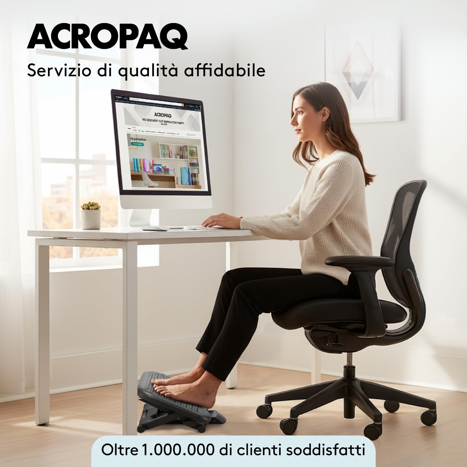 ACROPAQ - Poggiapiedi da scrivania antiscivolo, 3 Altezze regolabili, Livello di inclinazione da -30 a +30 gradi - regolabile - Grigio