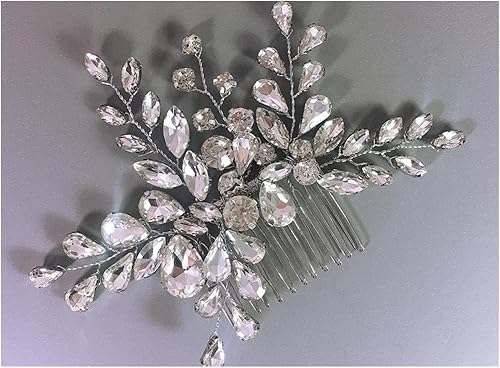 Miniatura 4 de ROLTIN Velo negro para novia, peine de pelo con diamantes de imitación de cristal brillante, accesorios para el cabello blanco y marfil, tocados