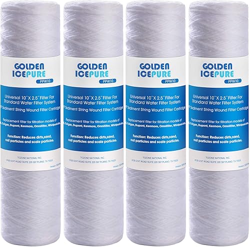 GOLDEN ICEPURE PPW10, filtro de agua de sedimentos para toda la casa de 10 x 2.5 pulgadas, filtro de cadena de 5 micrones, compatible con Dupont