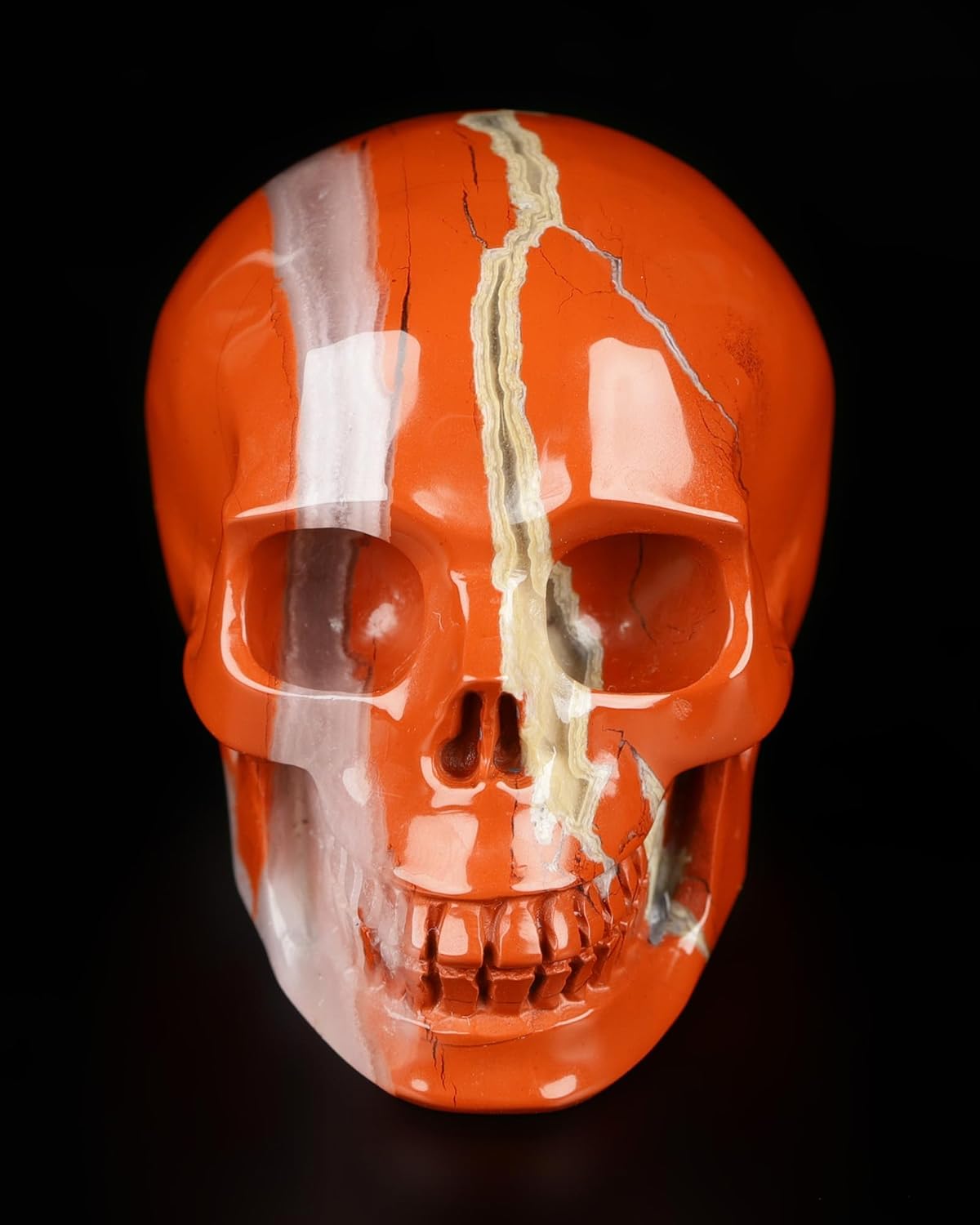 Skullis 2.0" Red Jasper with Quartz Crystal Skull, Hand Carved Gemstone Fine Art Sculpture, Reiki Healing Stone Statue.1506