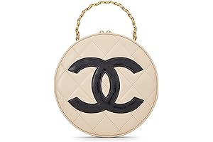 Exquisitely Crafted Pre-Loved Beige Quilted Patent Leather Round 'CC' Bag