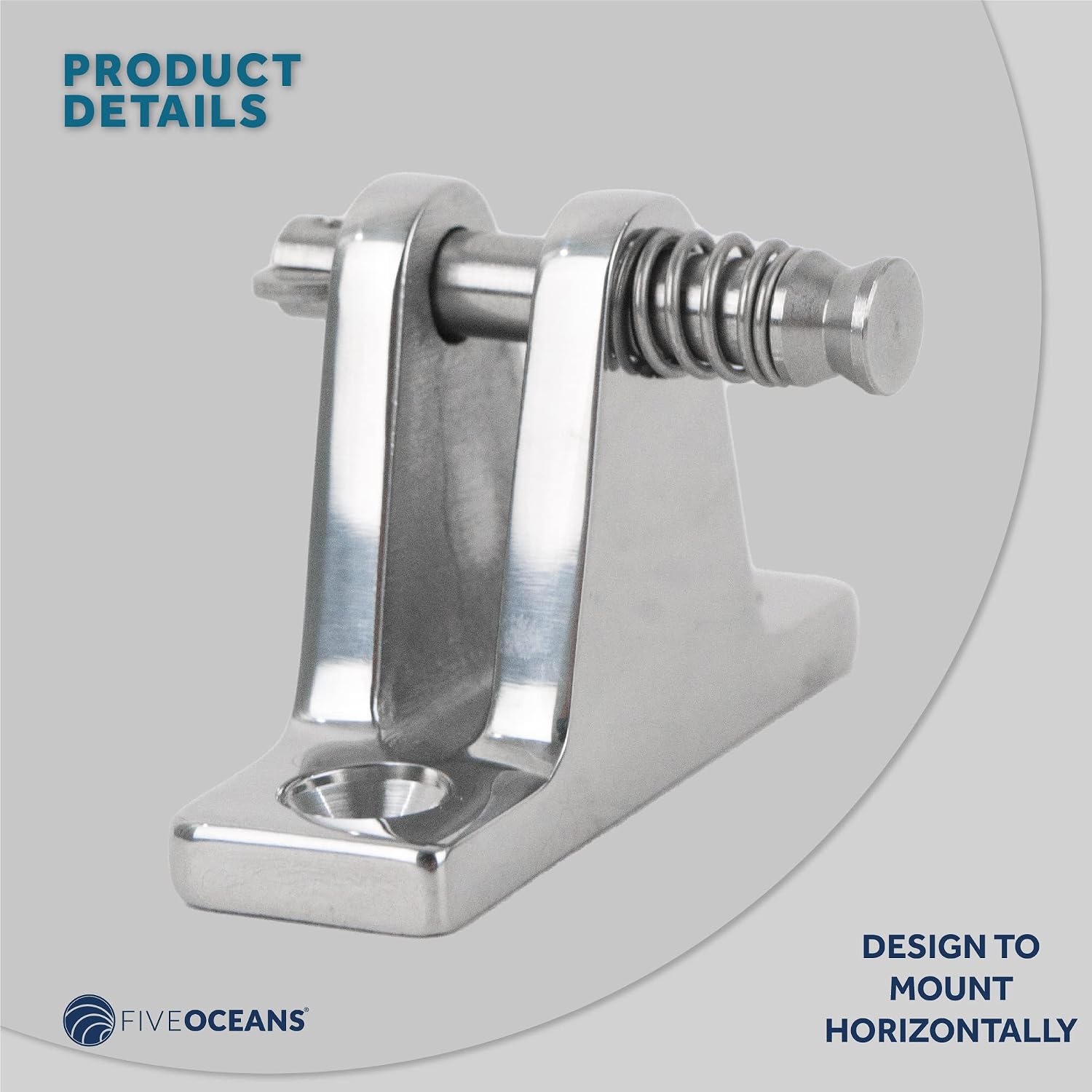 Five Oceans Bimini Top Hardware - Marine Bimini Top 90 Degree Deck Hinge with Removable Pin, Heavy-Duty AISI316 Stainless Steel Bimini Top Mounting Hardware - 2-Pack - FO1671-M2