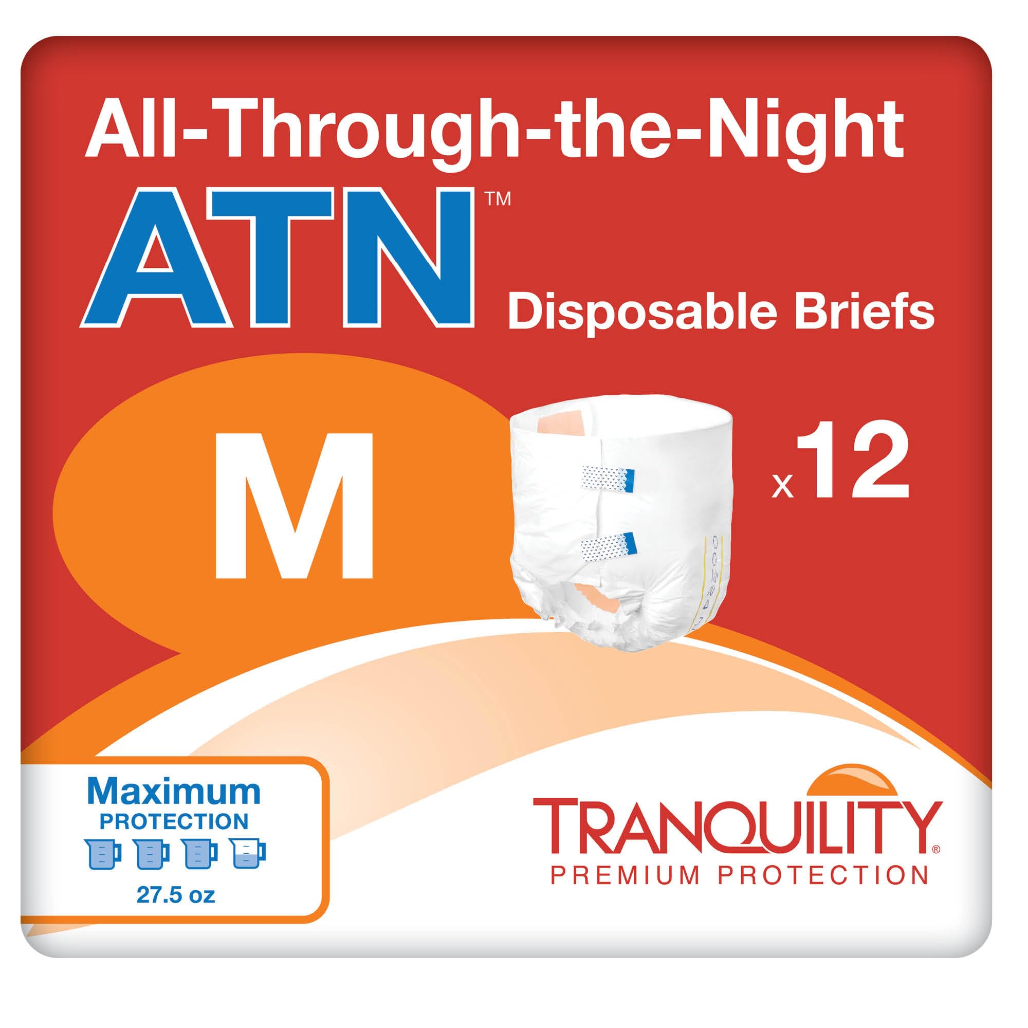 ATN Overnight Adult Diapers with Tabs, Medium, 96 Ct Case