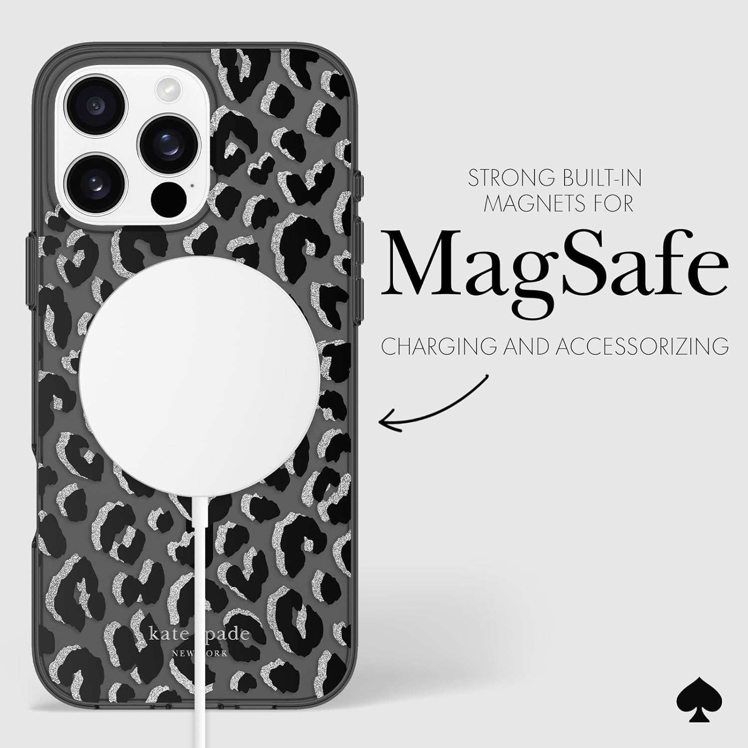 kate spade new york iPhone 16 Pro Max Case - Compatible with MagSafe - Designer Phone Case - City Leopard Black - Image 6