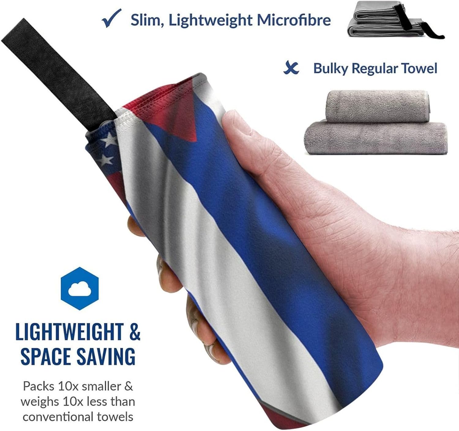 Generic America Flag and Cuban Flag Beach Towel for Women Men 31.5""X63"" Inch Quick Dry Sand Free Camping Towels Lightweight Absorbent Beach Towel