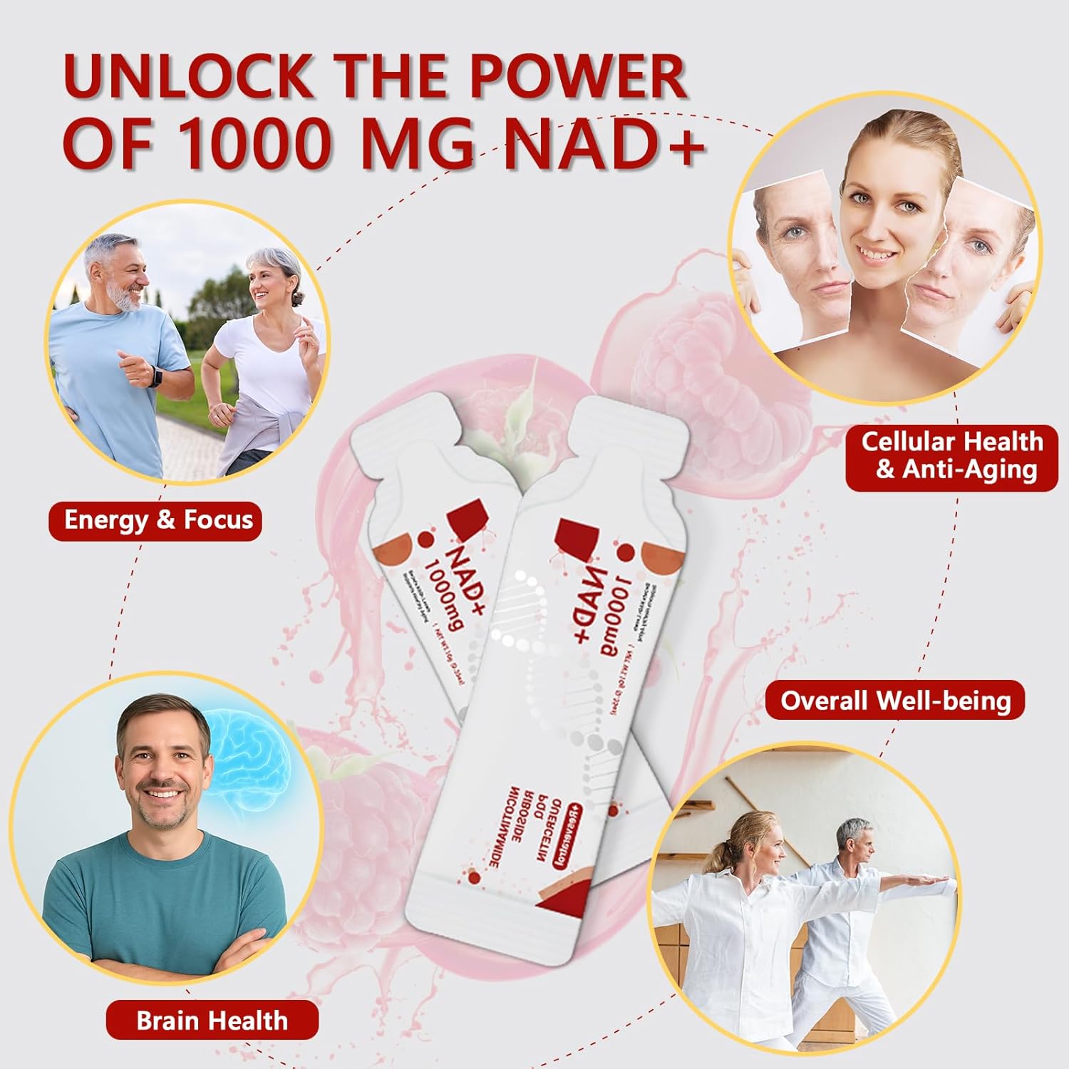 NAD Supplement 1000 mg Liquid Packets - NAD Supplements for Women & Men with Nicotinamide Riboside, Resveratrol, PQQ, Quercetin - NMNH Supplement Alternative for Anti-Aging, Energy-30 Packets - Image 6