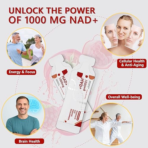 Miniatura 6 de Suplemento NAD 1000 mg paquetes líquidos  Suplementos NAD para mujeres y hombres con ribósido de nicotinamida, resveratrol, PQQ, quercetina