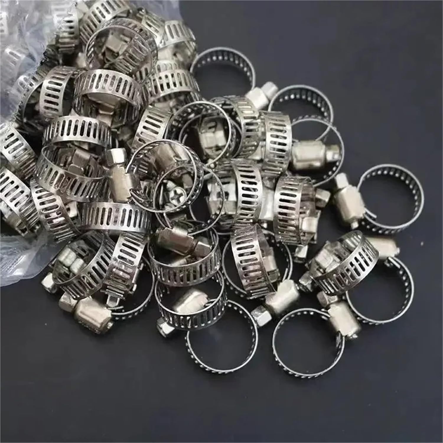 Stainless Steel Adjustable Screw Band Hose Clamps Car Fuel Tube Pipe Clamps Worm Gear Plier Tools Faucet Water Pipes Fasteners(10pcs 13-19mm)