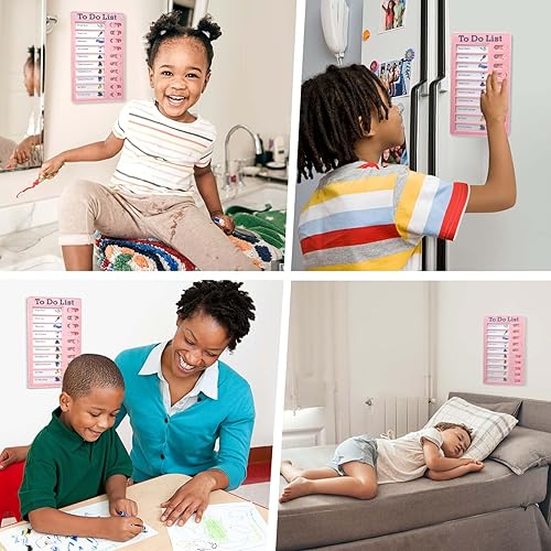 Miniatura 5 de Tabla de tareas deslizantes para niños, lista de verificación de plástico con 10 notas de cartulina desmontables, tablero de lista de tareas diarias