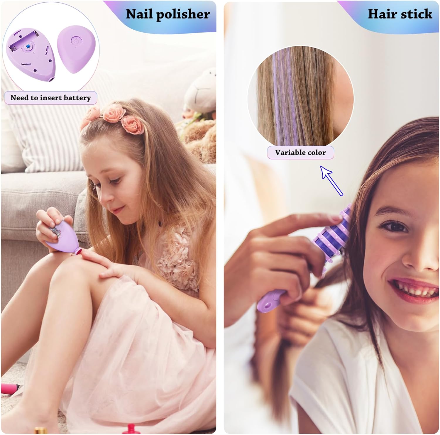 Kids Nail Polish Set for Girls,Nail Art Salon Kit with Non-Toxic Quick Dry Nail Polish,DIY Nail Art for Grils Gifts Toys for 36 Months Old Girls - Image 2