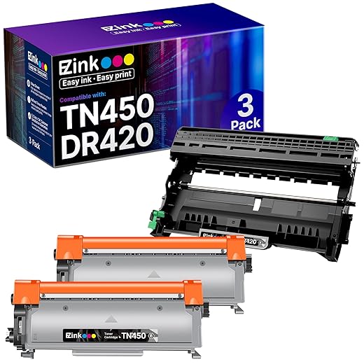 E-Z Ink (TM Compatible Toner Cartridge and Drum Unit Replacement for Brother TN450 TN420 DR420 to use with HL-2270DW HL-2280DW HL-2230 HL-2240 MFC-7360N MFC-7860DW 2840 2940 (2 Toner 1 Drum) 3 Pack