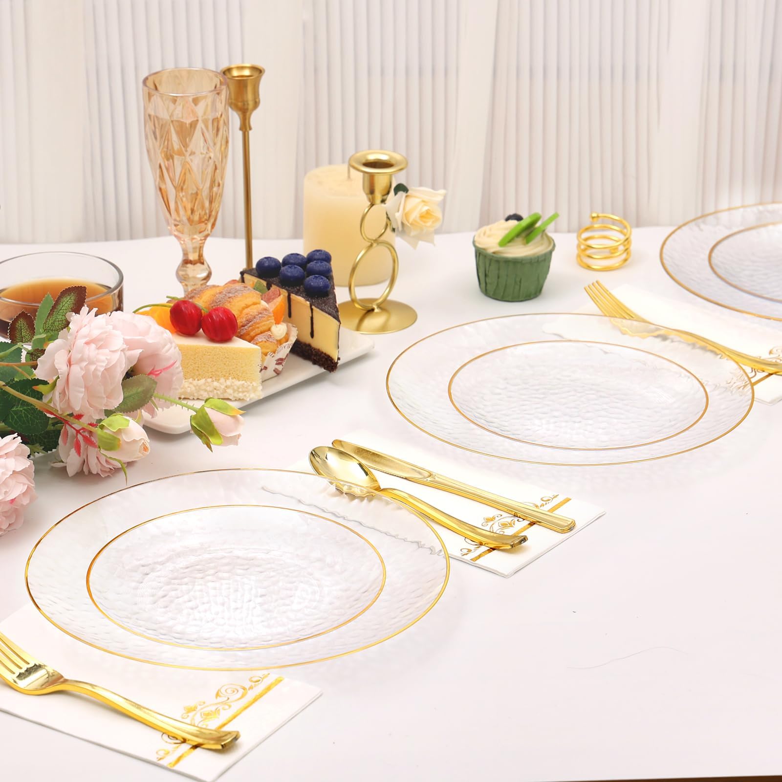 Luxury Disposable Plates - 25 Guest Dinnerware Set -7 Luxury Disposable Plates - 25 Guest Dinnerware Set -7