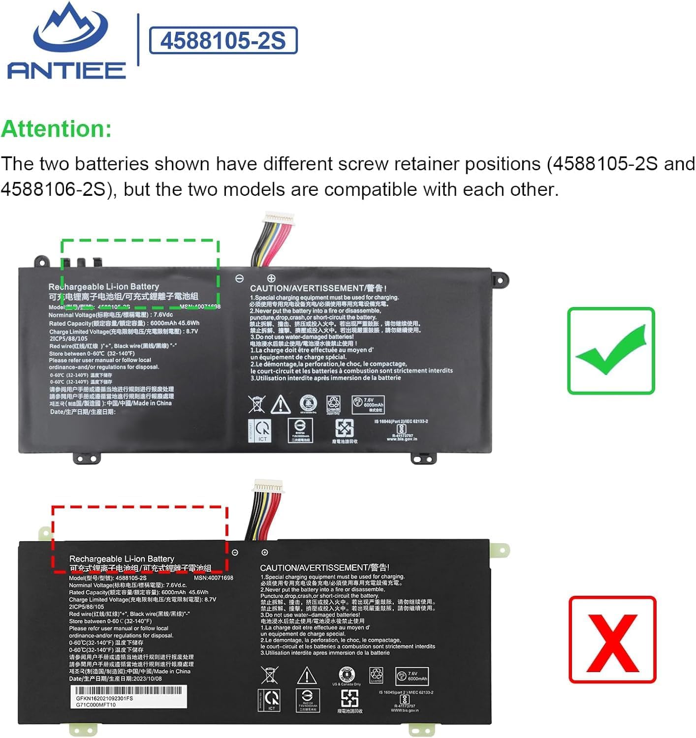 ANTIEE 4588105-2S 4588106-2S Аккумулятор для ноутбука, совместимый с Dy-naBook Satellite Pro C50-G, C50-E, C50-H, C50-J, C40-G, C40-H, C40-J, C50-G-101, C50-G-10K, C50-G-102, C50-G-102, C50-G-102, C50-J-129, Medion