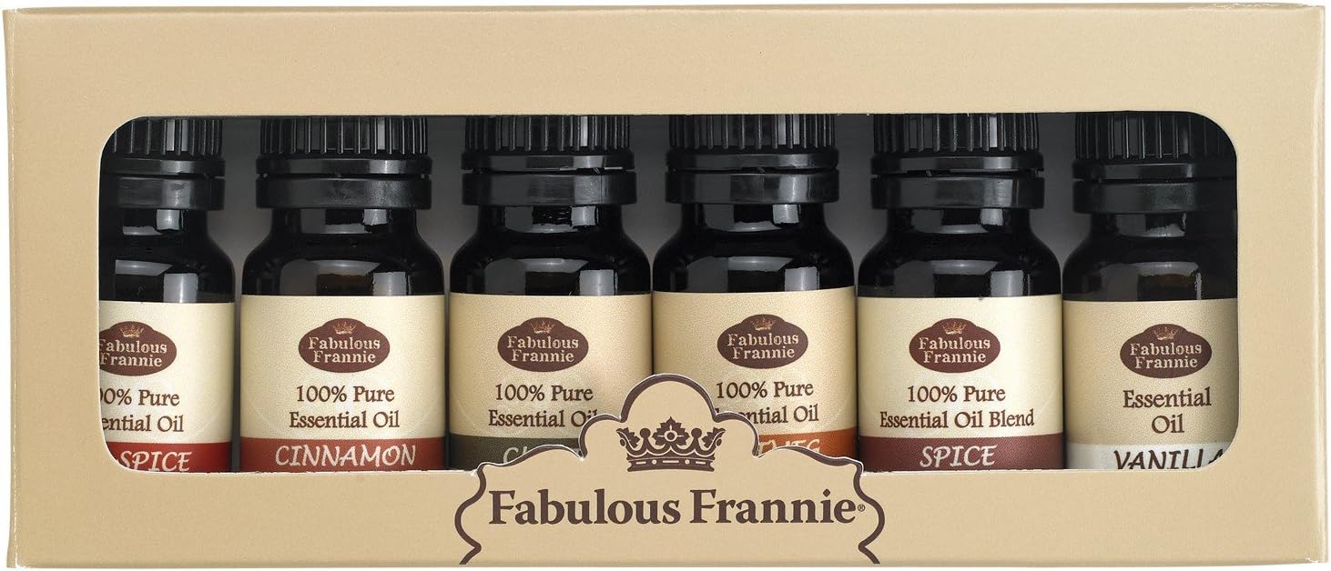 Fabulous Frannie 100% Pure Essential Oil Fall Set – Allspice, Cinnamon, Clove, Nutmeg, Vanilla and Spice Blend .33 Ounce (Pack of 6)