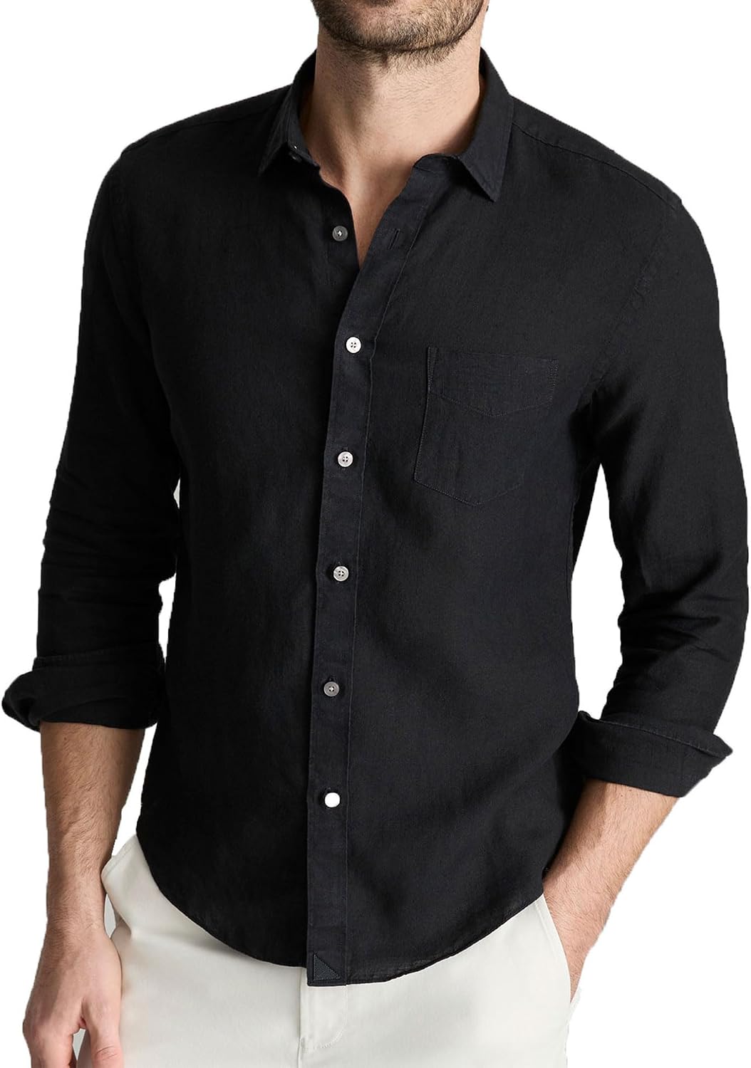 UNTUCKit Long Sleeve Wrinkle Resistant Linen Shirt for Men