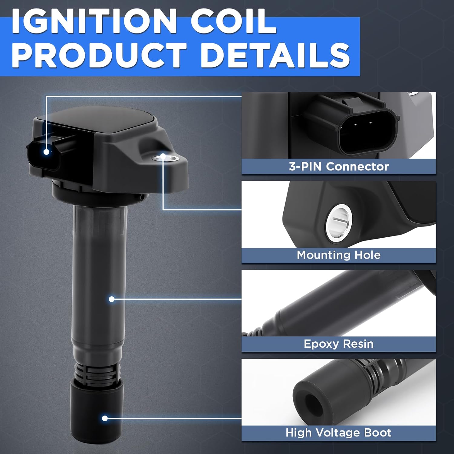 Set of 4 Ignition Coil Pack UF582 and Iridium Spark Plugs Compatible with Honda Civic 2006-2011 1.8L L4