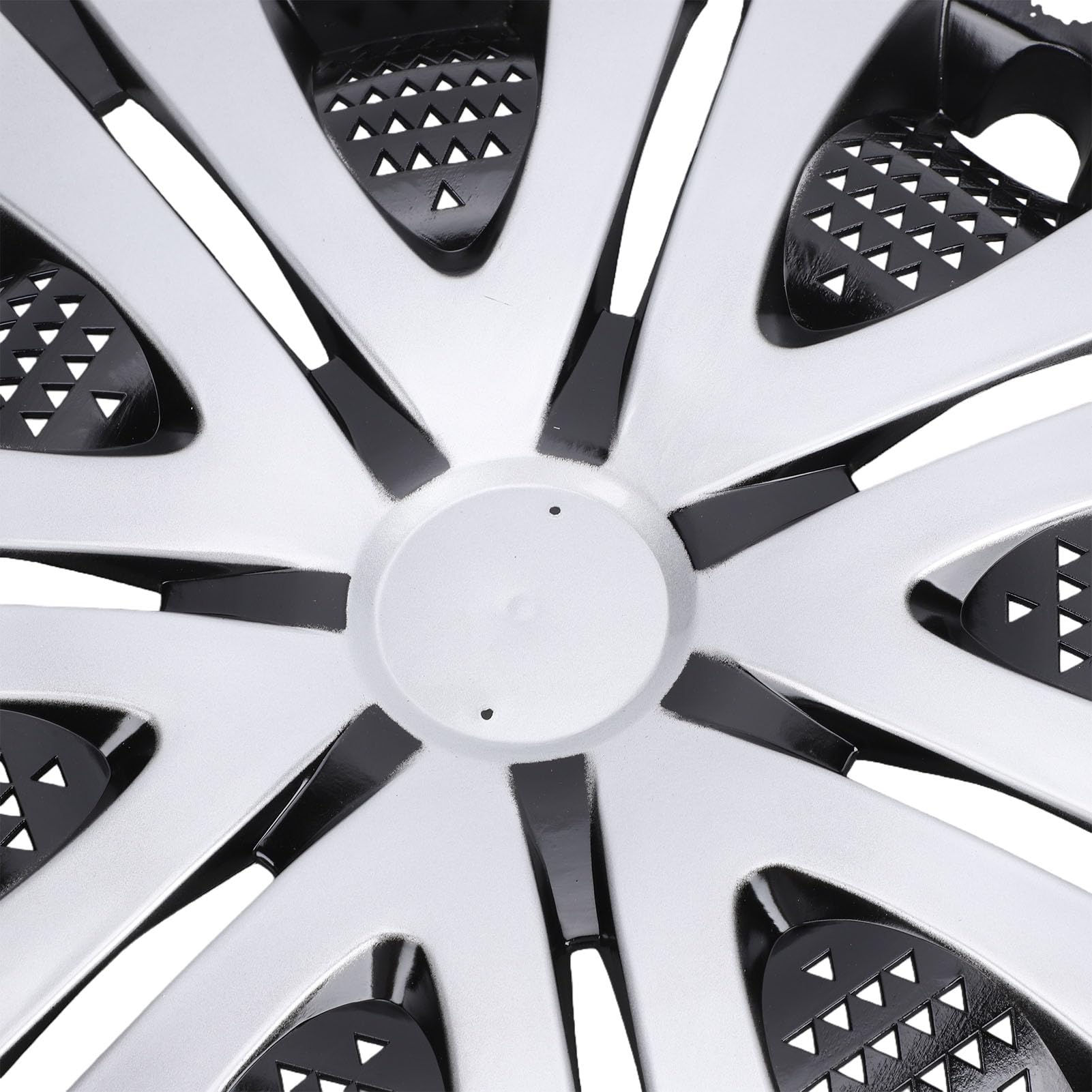 Ausla Copricerchi da 15 Pollici, 4 Pezzi, Coperture per Cerchioni R15 in ABS con, Set Universale di Coprimozzi per Auto, Camion e SUV, Argento e Nero