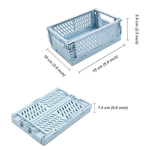 Miniatura 3 de Paquete de 4 mini cestas de plástico para estantes, almacenamiento de cocina, hogar, cocina, cestas de almacenamiento plegables apilables para aula,