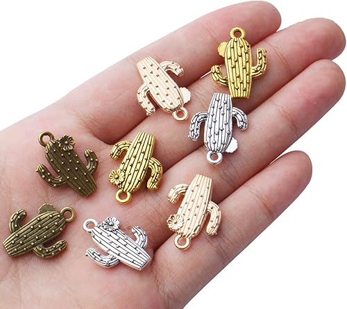 Miniatura 7 de 40 dijes de flores de cactus, dijes de aleación para plantas, dijes de cactus, suministros de manualidades para manualidades, aretes, collares,