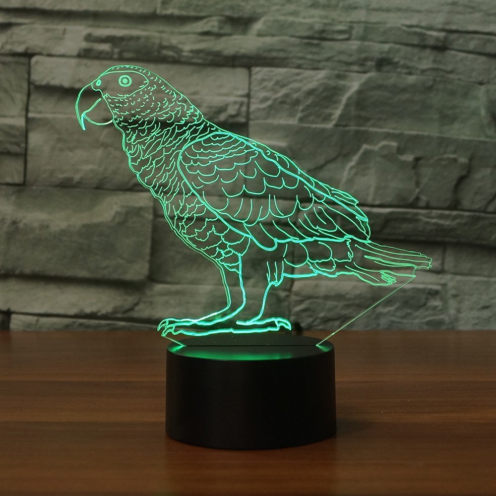 3D Parrot Night Light Lamp - 7 Color Changing LED, Touch Control, USB Powered, Acrylic Decorative Light - View #8