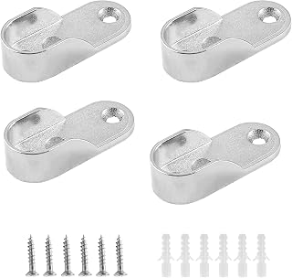 2 Pack Oval Closet Rod End Supports, Zinc Alloy Wardrobe Bracket Closet Rod Holder Pole Socket Fit for 15x30mm Oval Rods (3 Mounting Hole)