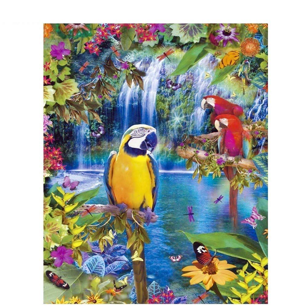 Broderie diamant perroquet colore pour illuminer le design de votre salon et chambre adulte