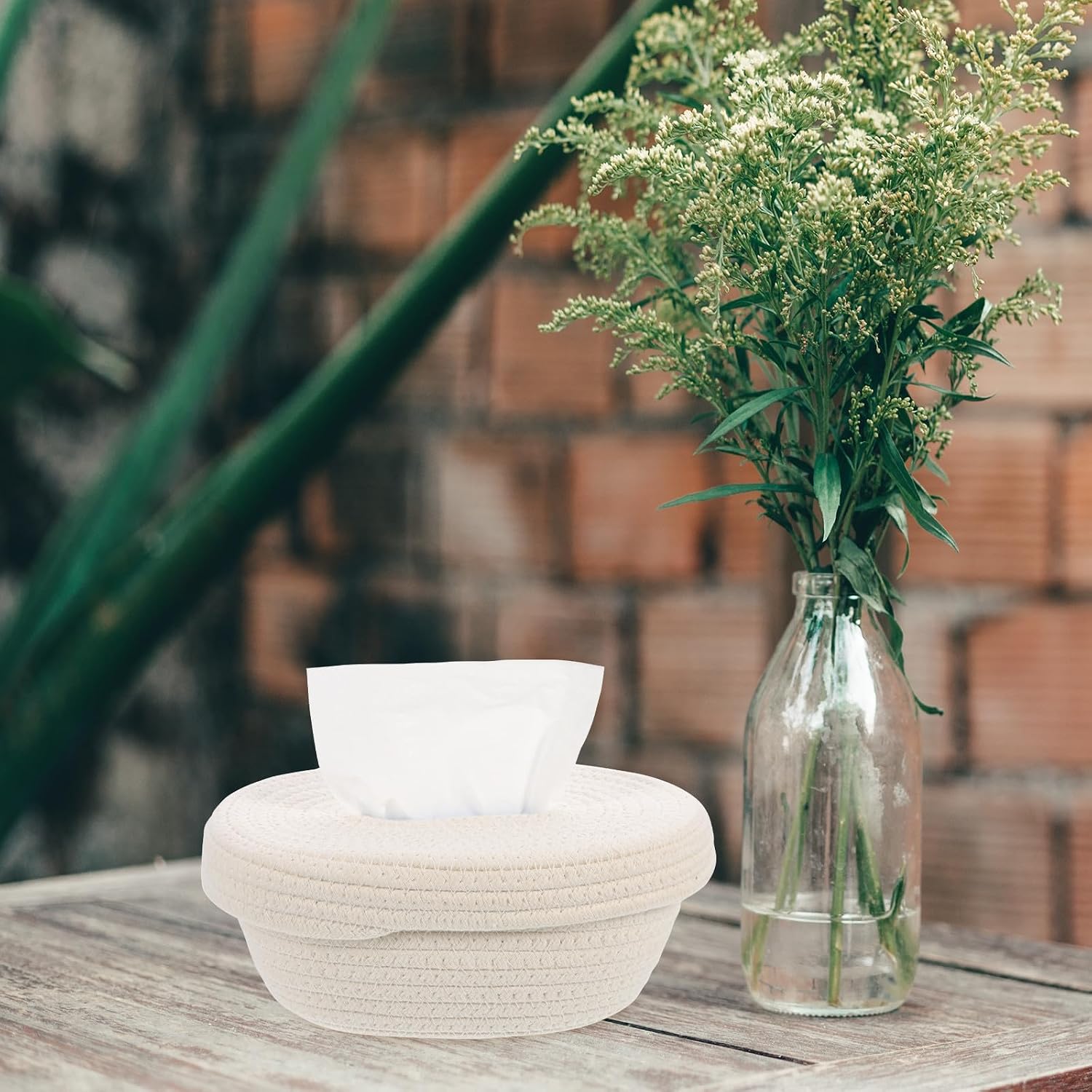 Kisangel Cotton Rope Tissue Box Holder Woven Decorative Tissue Storage Box Comfortable Hand Feeling No Burrs Japanese Style for Home and Cafés