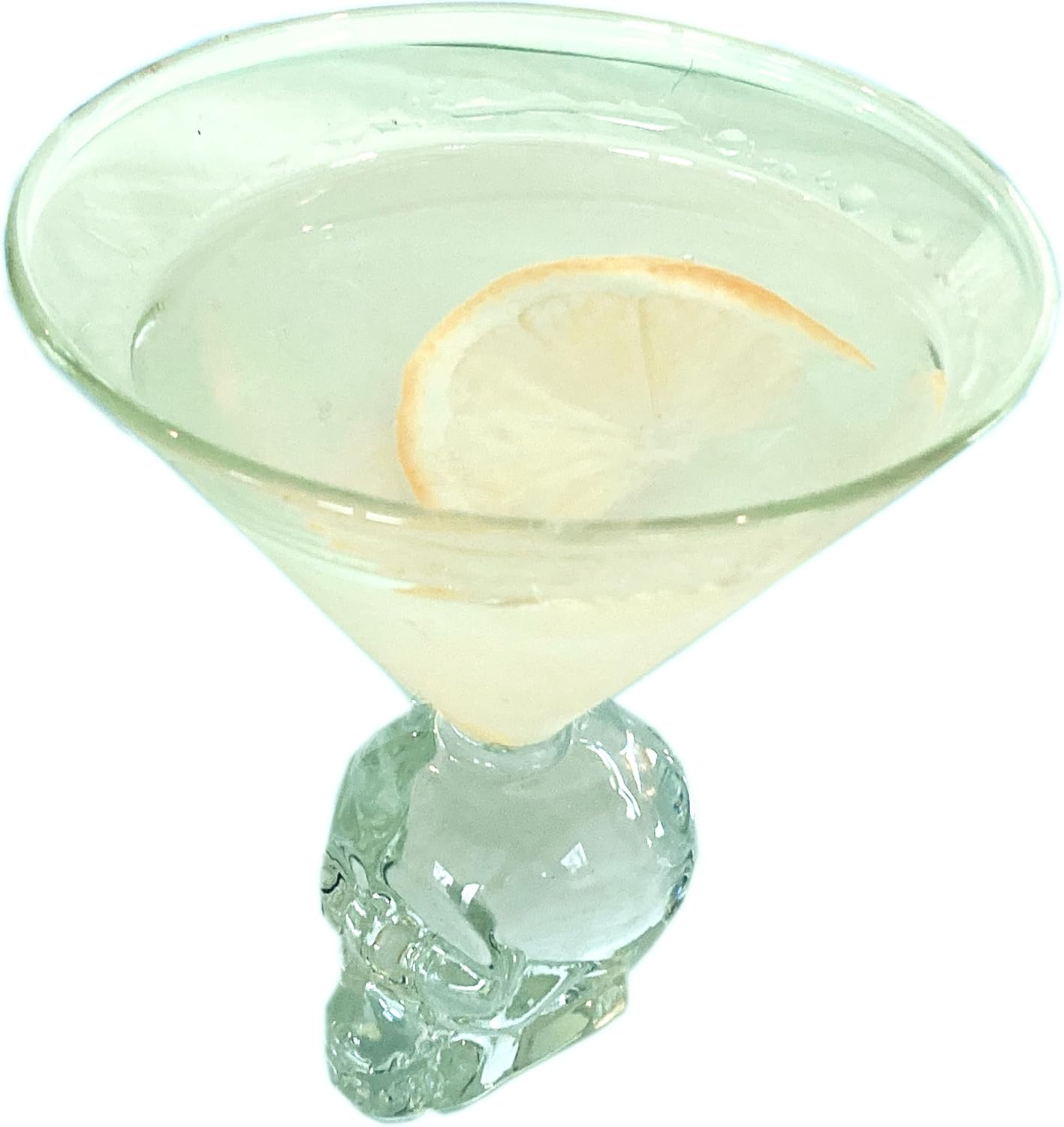Mazeology Crystal Skull Martini Champagne Glass, Gothic Style, Handmade Barware, 4 oz, Set of 2