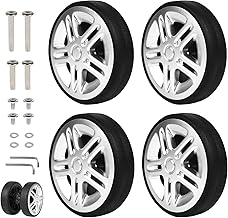 EXLECO 4pcs Roue Valise à Roues de Bagages Universelle 50 x 11 mm Roulette Valise Remplacement Roulette Valise en Caoutchouc avec Essieux Roue de Rechange des Réparations de Valises Argent