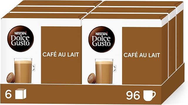 Nescafé Dolce Gusto Café au Lait - Café - 96 Capsules (Pack de 6 boîtes x 16)