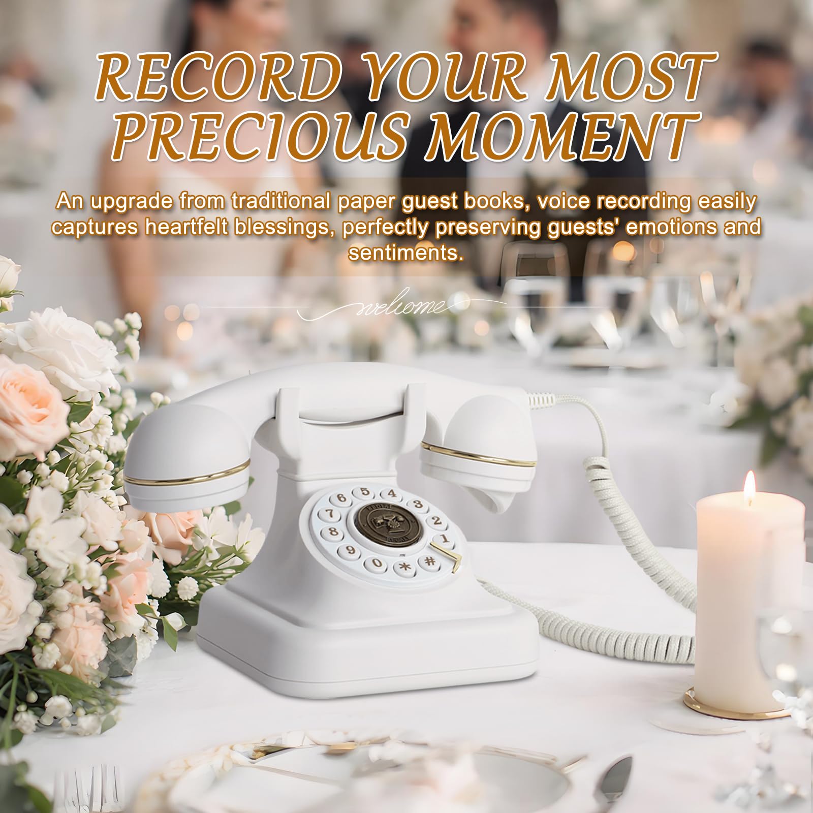 Libro degli ospiti audio per matrimoni, registratore di messaggi vocali vintage, con scatola regalo di alta qualità per eventi speciali, addio al nubilato, feste di compleanno, baby shower